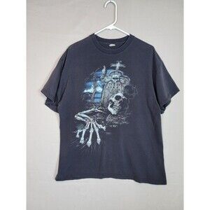 VTG Skeleton T-Shirt Mens Fits Large Horror Gothic Zombie Skeleton Print Y2K